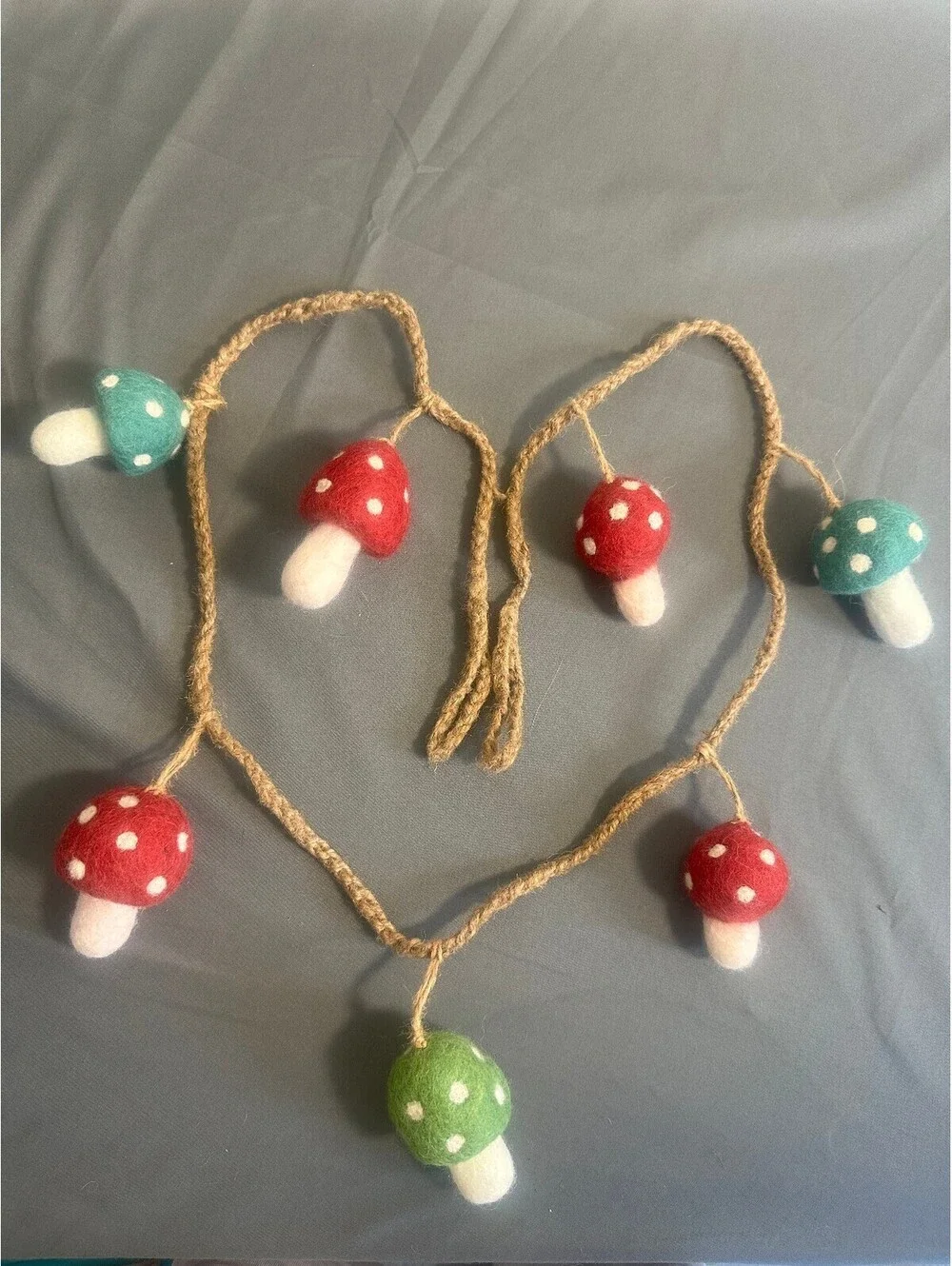 Green and Red Mushroom Garland Cottagecore Fairycore